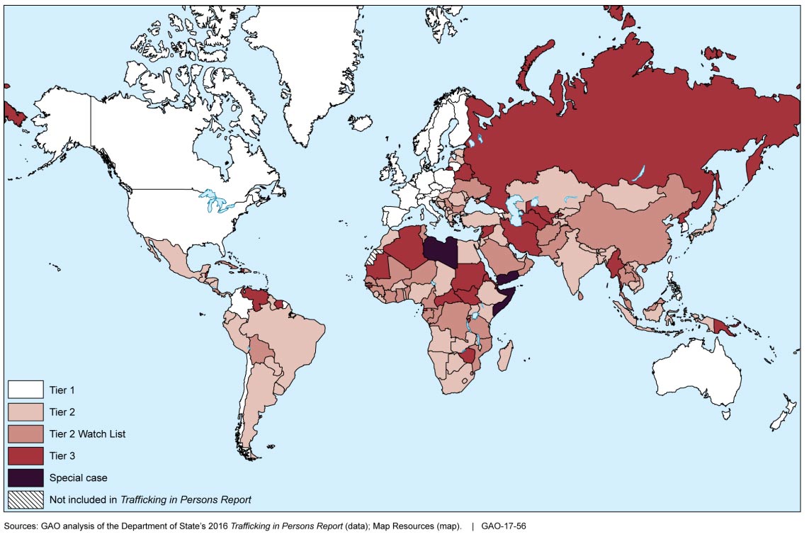 Tier Ranking by Country in the Department of State’s 2016 Trafficking in Persons Report